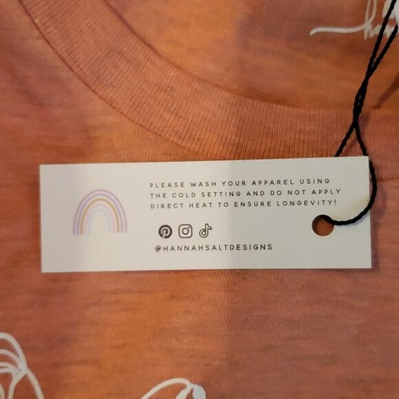 Handmade Women's Peach Beach Seashell Graphic T Shirt Burnout Size Medium - Picture 6 of 7